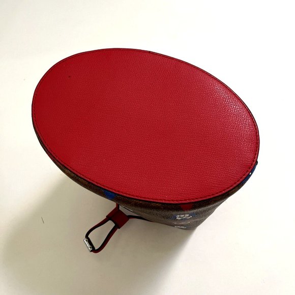 NWT Karl Lagerfeld Paris Bucket Bag Stars Print Brown Red Drawstring Crossbody - Picture 6 of 10